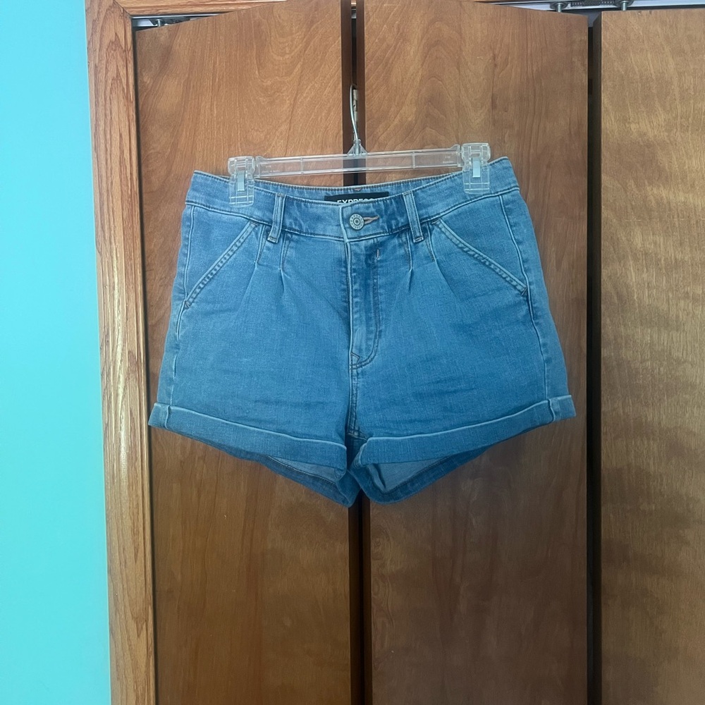 Express Blue Jean Shorts High-Waisted Cuffed